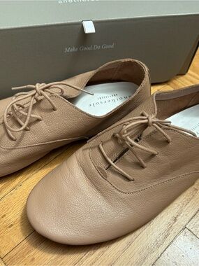 Anothersole women’s all Leather lace-Up Shoes in Nude - size 41